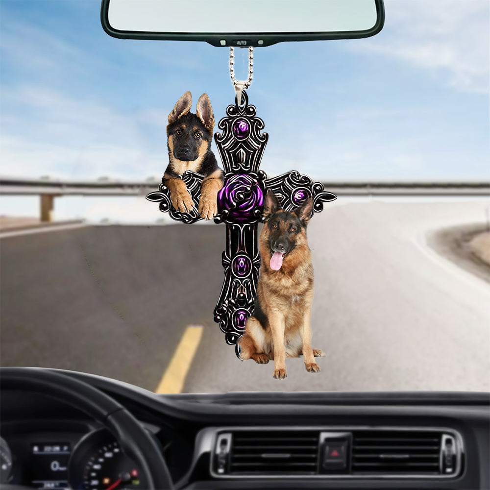 German Shepherd Pray For God Car Hanging Ornament Dog Pray For God Ornament Lasfour OO0697