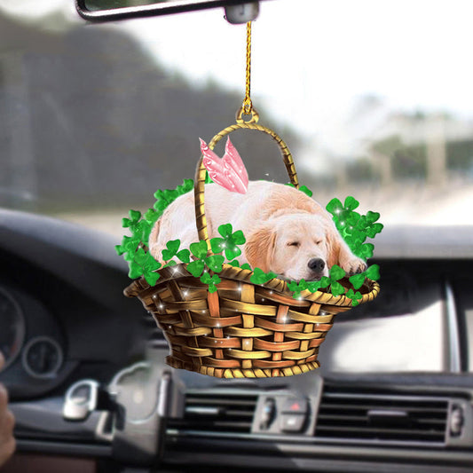 Golden retriever Sleeping Lucky Fairy Two Sided Ornament, Dog Ornament Car Accessories OO0260