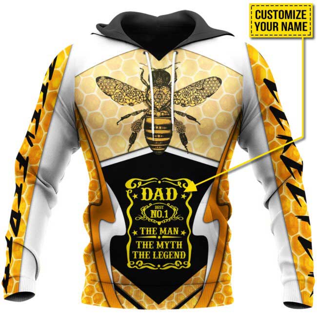 Customized With Name Beekeeper Dad No 1 The Man The Myth The Legend 3D All Over Printed Hoodie Dad Shirt Gifts For Dad TO0134