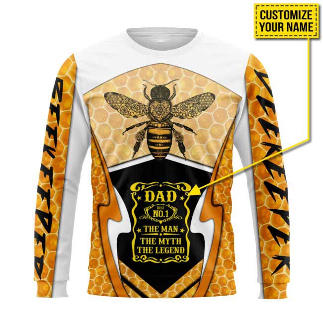 Customized With Name Beekeeper Dad No 1 The Man The Myth The Legend 3D All Over Printed Hoodie Dad Shirt Gifts For Dad TO0134