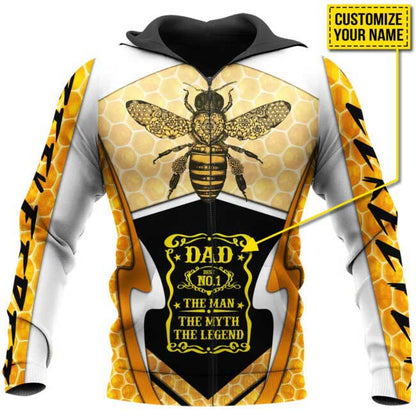 Customized With Name Beekeeper Dad No 1 The Man The Myth The Legend 3D All Over Printed Hoodie Dad Shirt Gifts For Dad TO0134