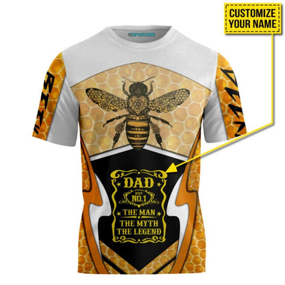 Customized With Name Beekeeper Dad No 1 The Man The Myth The Legend 3D All Over Printed Hoodie Dad Shirt Gifts For Dad TO0134