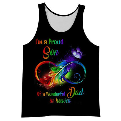 I’m A Proud Son Of A Wonderful Dad In Heaven 3D All Over Printed Shirts Remembrance Shirts Loss Of Dad TO0132