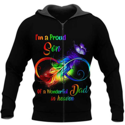 I’m A Proud Son Of A Wonderful Dad In Heaven 3D All Over Printed Shirts Remembrance Shirts Loss Of Dad TO0132