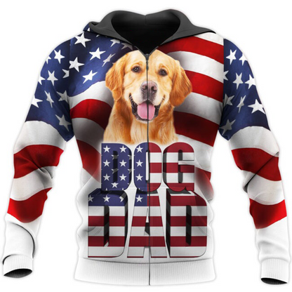 Dog Dad 3D All Over Printed Shirts In Usa Flag Background Father'S Day Gifts For Daddy, Dog Lover Gifts TO0115