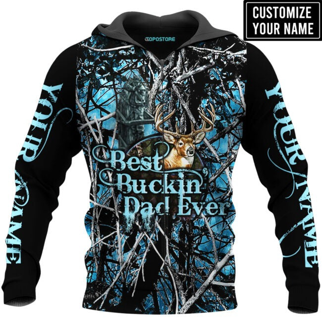 Personalized Dad Hunting 3D Hoodie, Best Buckin’ Dad Ever 3D All Over Printed Shirts For Father Day, Birthday Gifts For Dad TO0127