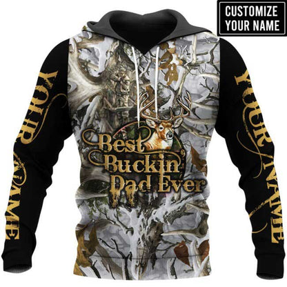 Personalized Best Buckin’ Dad Ever 3D All Over Printed Shirts For Father Day, Dad Hunting 3D Hoodie, Gift For Dad Hunter TO0125