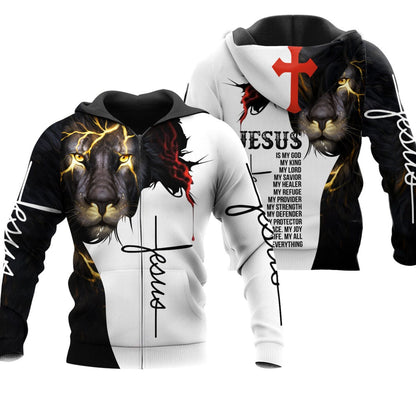 Easter Jesus 3D All Over Printed Shirts, Jesus Is My God Full Printed Hoodie, Lion Jesus 3D Shirts TO0249