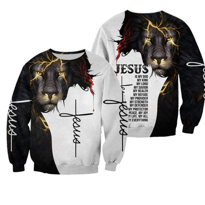 Easter Jesus 3D All Over Printed Shirts, Jesus Is My God Full Printed Hoodie, Lion Jesus 3D Shirts TO0249