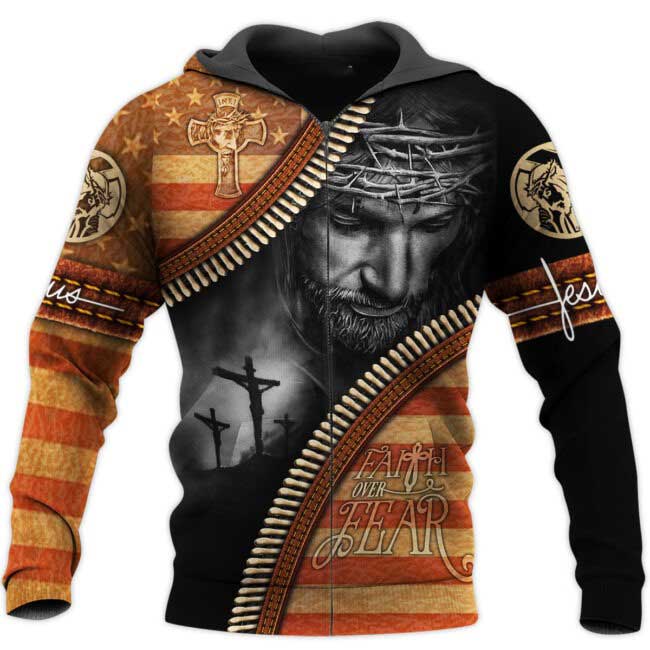 Faith Over Fear 3D All Over Printed Shirts, Christian Jesus 3D Hoodie Sublimation Jesus On Shirts TO0241