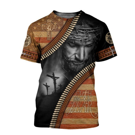 Faith Over Fear 3D All Over Printed Shirts, Christian Jesus 3D Hoodie Sublimation Jesus On Shirts TO0241