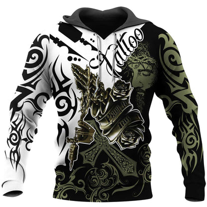 Love Tattoo And Jesus 3D All Over Printed Shirts, Tattoo 3D Hoodie, Sublimation Tattoo Tshirt TO0242