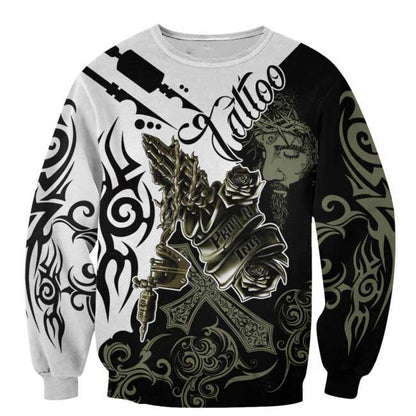 Love Tattoo And Jesus 3D All Over Printed Shirts, Tattoo 3D Hoodie, Sublimation Tattoo Tshirt TO0242