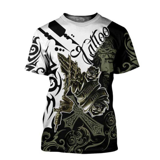 Love Tattoo And Jesus 3D All Over Printed Shirts, Tattoo 3D Hoodie, Sublimation Tattoo Tshirt TO0242