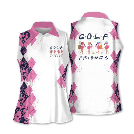 Golf Friends Flamingo V2 Women Sleeveless Polo Shirt, Short Sleeve Polo Shirt SO0864