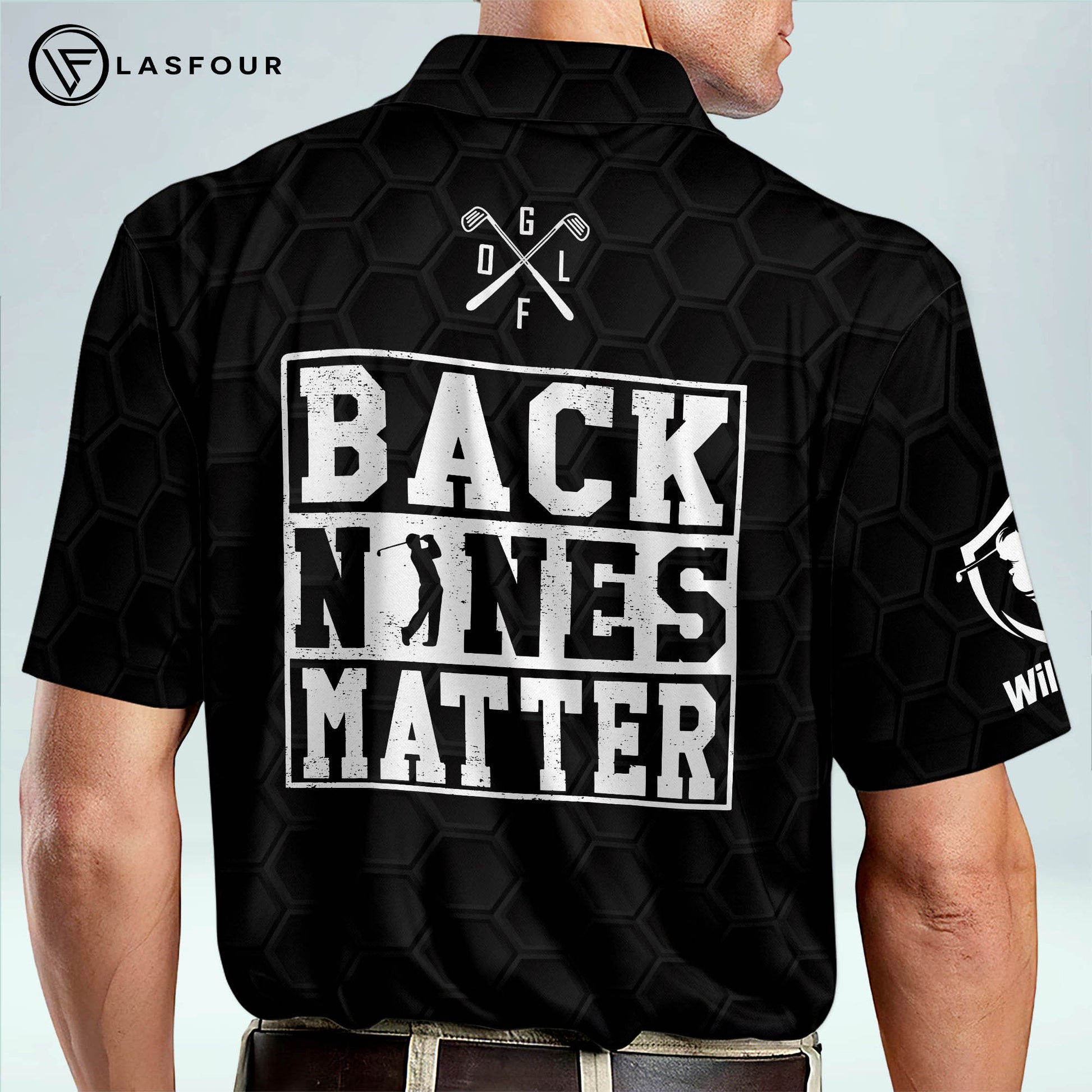 Lasfour Personalized 3D Funny Golf Polo Shirts for Men, Back Nines