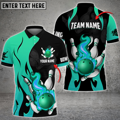 Bowling And Pins Magic Fire Multicolor Option Customized Name 3D Shirt, Idea Gift for Bowler SO1109