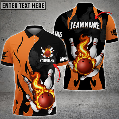 Bowling And Pins Magic Fire Multicolor Option Customized Name 3D Shirt, Idea Gift for Bowler SO1109