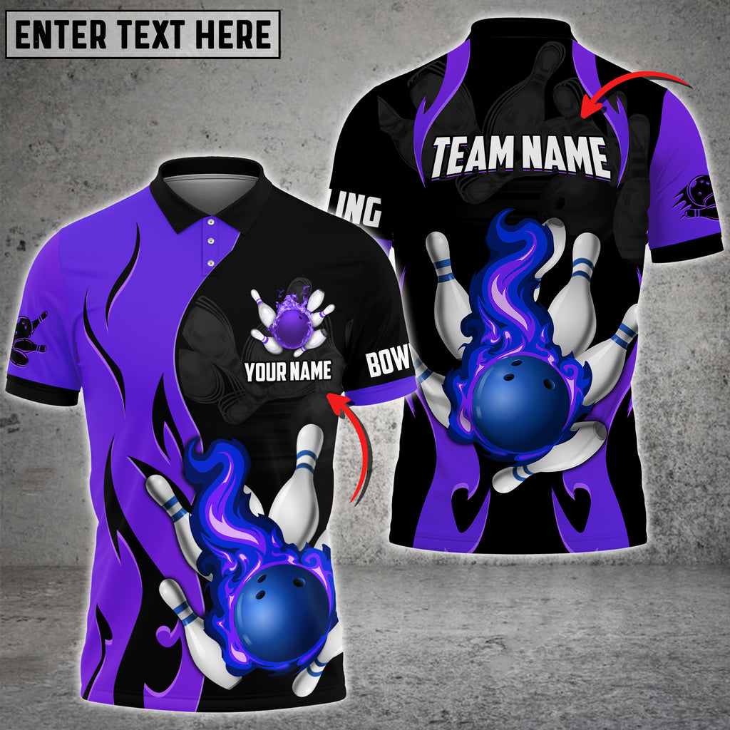 Bowling And Pins Magic Fire Multicolor Option Customized Name 3D Shirt, Idea Gift for Bowler SO1109