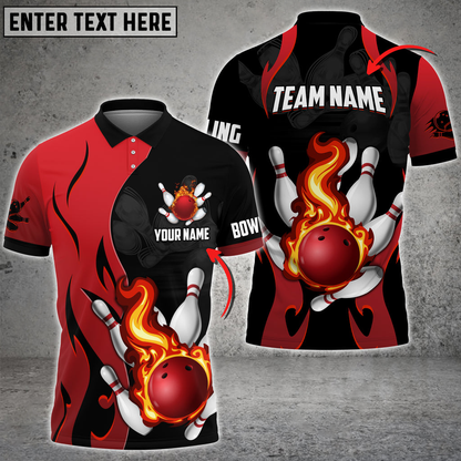 Bowling And Pins Magic Fire Multicolor Option Customized Name 3D Shirt, Idea Gift for Bowler SO1109