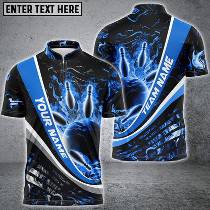 Flaming Magma Bowling And Pins Multicolor Option Customized Name 3D Bowling Jersey Shirt SO0603