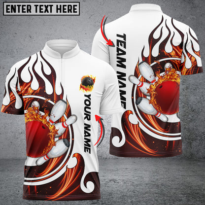 Fire Blaster Bowling And Pins Multicolor Option Customized Name 3D Bowling Jersey Shirt SO0548