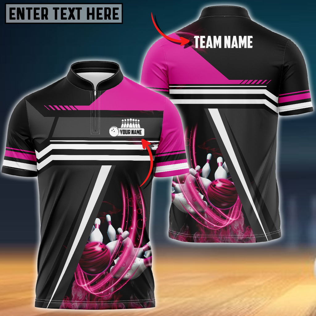 Bowling And Pins Spinning Multicolor Option Customized Name 3D Bowling Jersey Shirt SO0618