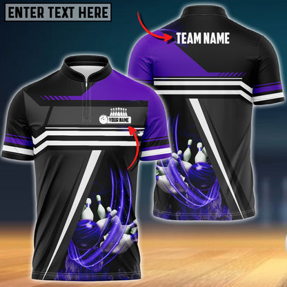 Bowling And Pins Spinning Multicolor Option Customized Name 3D Bowling Jersey Shirt SO0618