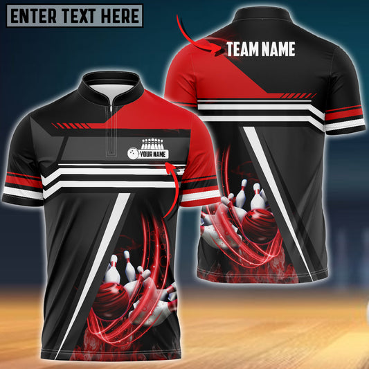 Bowling And Pins Spinning Multicolor Option Customized Name 3D Bowling Jersey Shirt SO0618