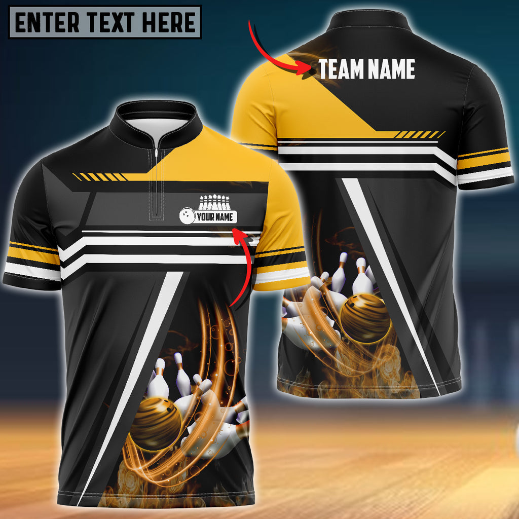 Bowling And Pins Spinning Multicolor Option Customized Name 3D Bowling Jersey Shirt SO0618