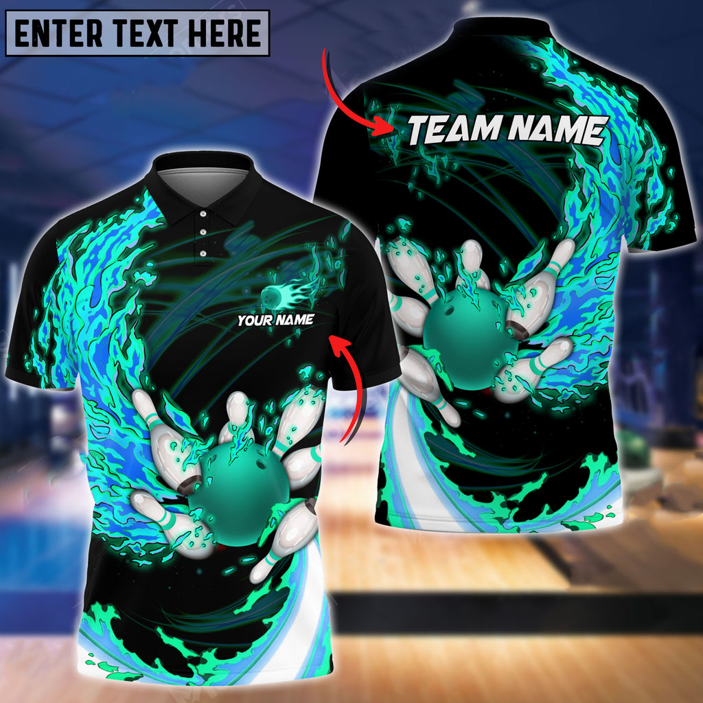 Breath Of Fire Bowling And Pins Multicolor Option Customized Name 3D Polo Shirt SO0532