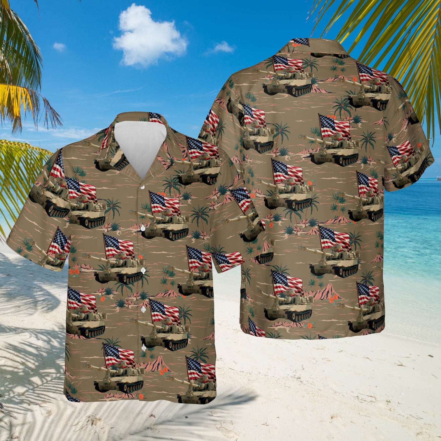 US Army M109 Paladin Tank 4th Of July Hawaiian Shirt HO0066