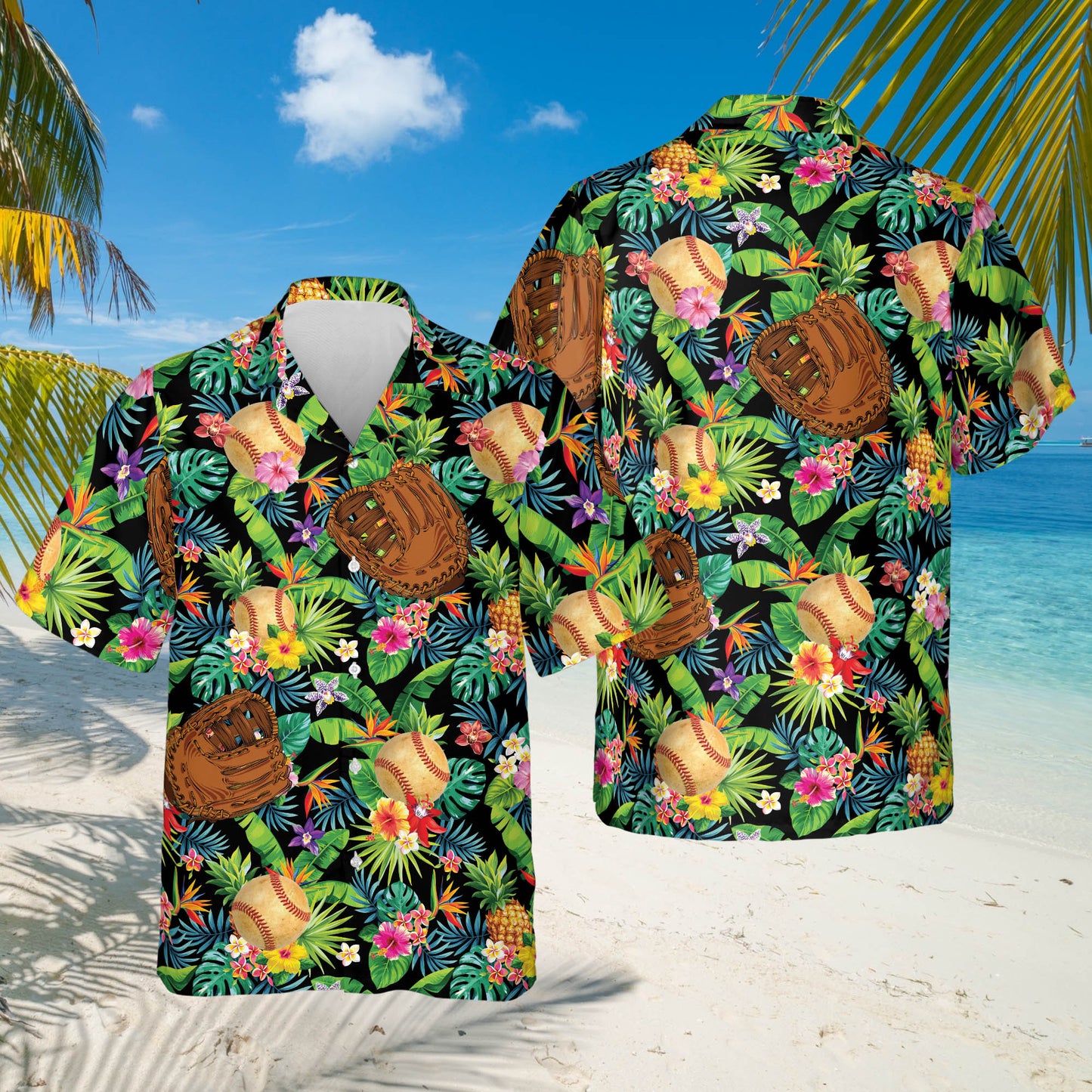 Baseball Flower Hawaiian Shirt, Game Day Hawaiian Shirt, Gift For Baseball Lovers, Beach Party HO3554