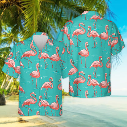 3D All Over Print Flamingo Hawaiian Shirt, Hawaii Beach Aloha Shirt for Men, Flamingo Shirt HO3736