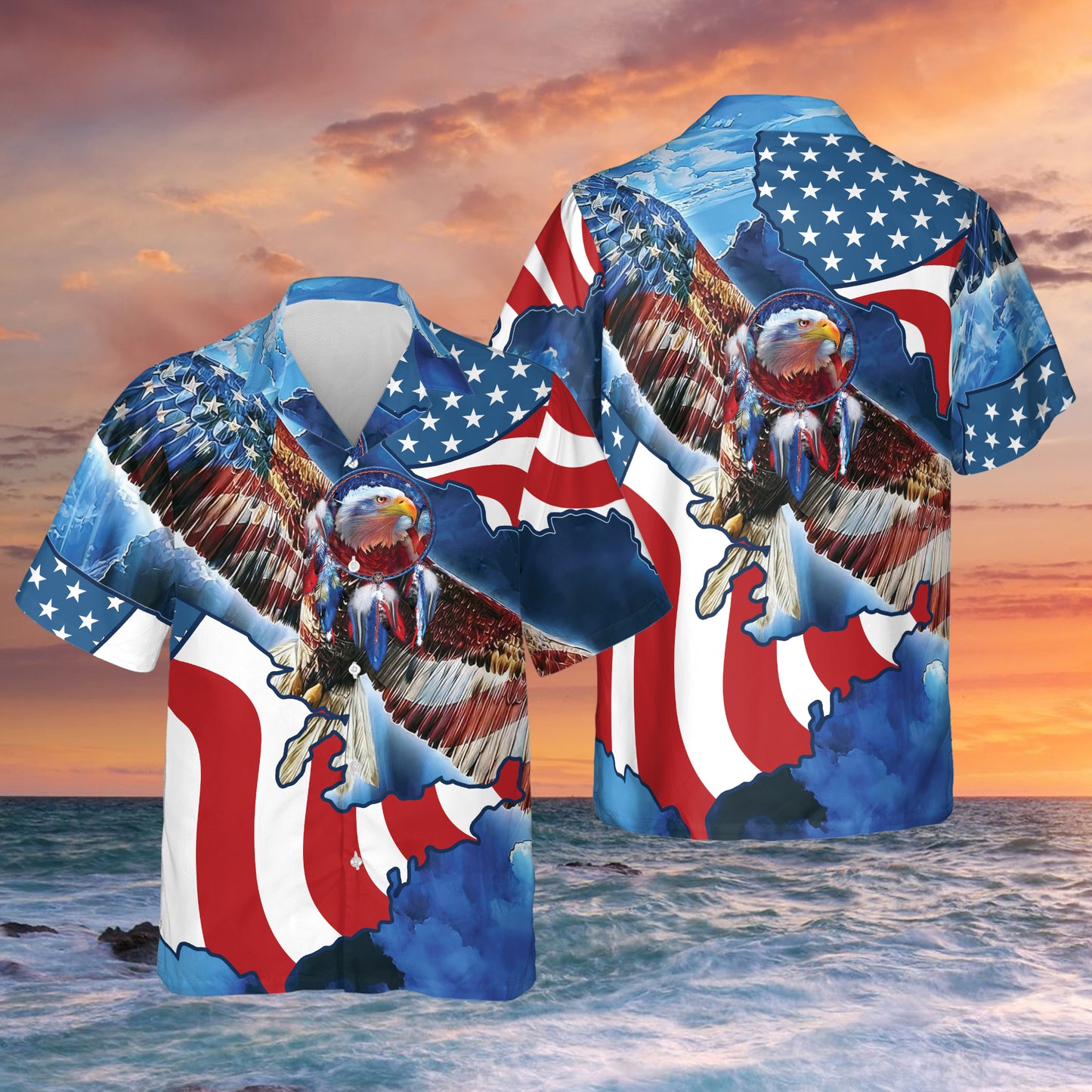 Men's American Flag Patriotic Hawaiian Shirts Independence Day Shirts HO3945