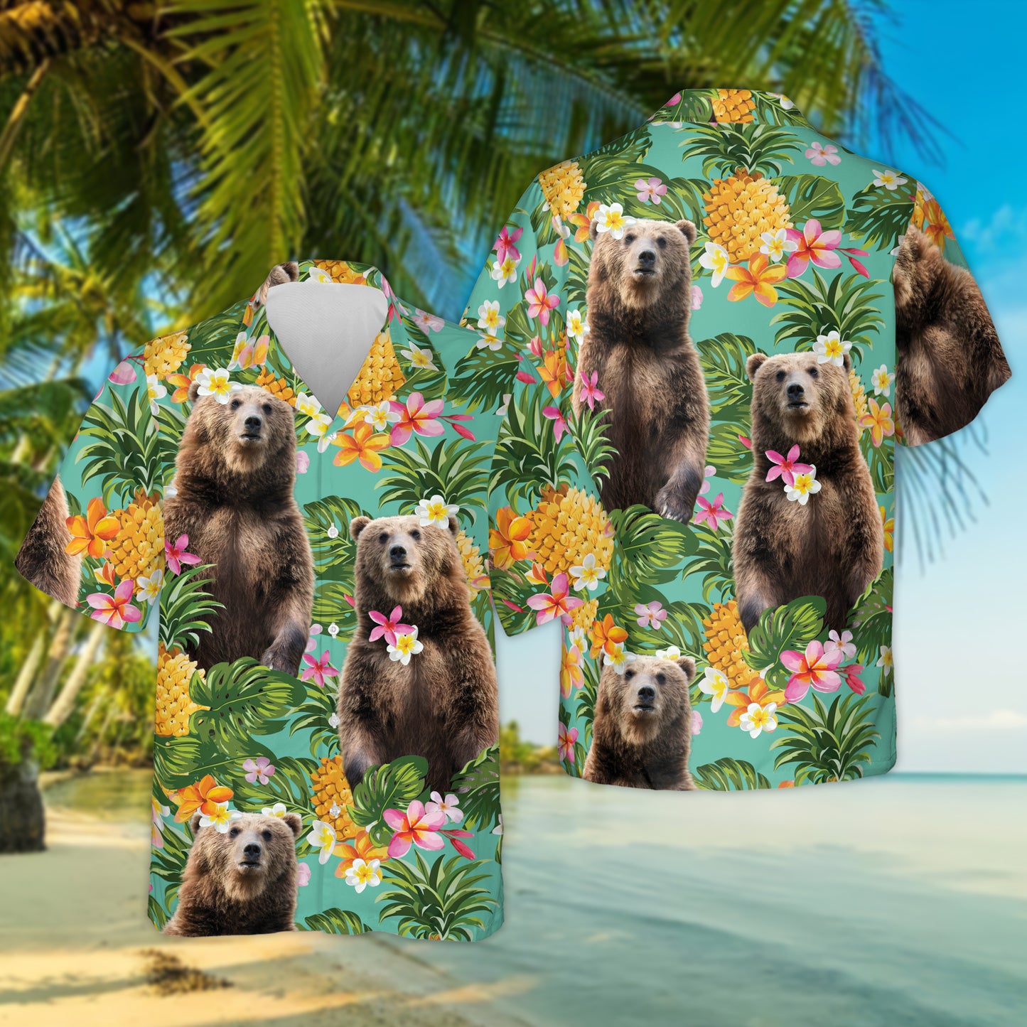 Bear And Pineapple Hawaiian Shirt For Men And Woman, Hawaii Bear Aloha Shirts, Bear Lovers Hawaiian Shirt HO4802