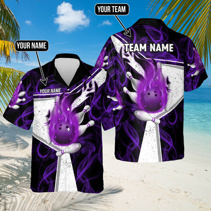 Bowling Fire Destroys Darkness Multicolor Option Customized Name Hawaiian Shirt 5 Colors HO5661