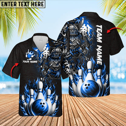 Bowling Samurai Warrior Madness Multicolor Option Customized Name Hawaiian Shirt 6 Colors HO5659