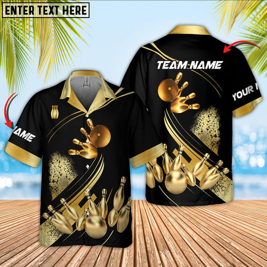 Ball And Pins Ultimate Golden Multicolor Option Customized Name 3D Hawaiian Shirt HO5657