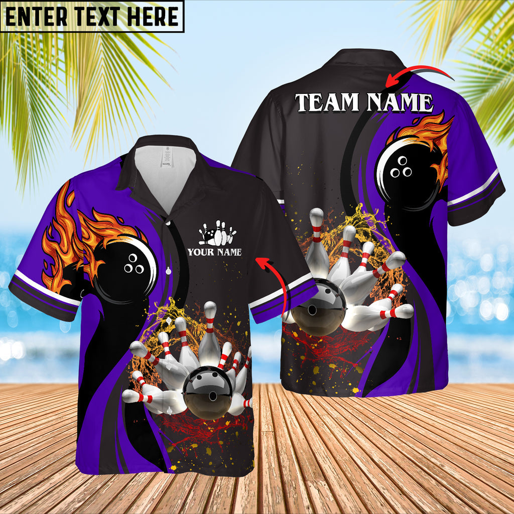 Bowling And Pins Water Flow Multicolor Option Customized Name Team Hawaiian Shirt HO5660