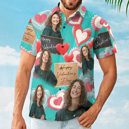 Happy Valentine's Day - Personalized Photo Hawaiian Shirt HA0072