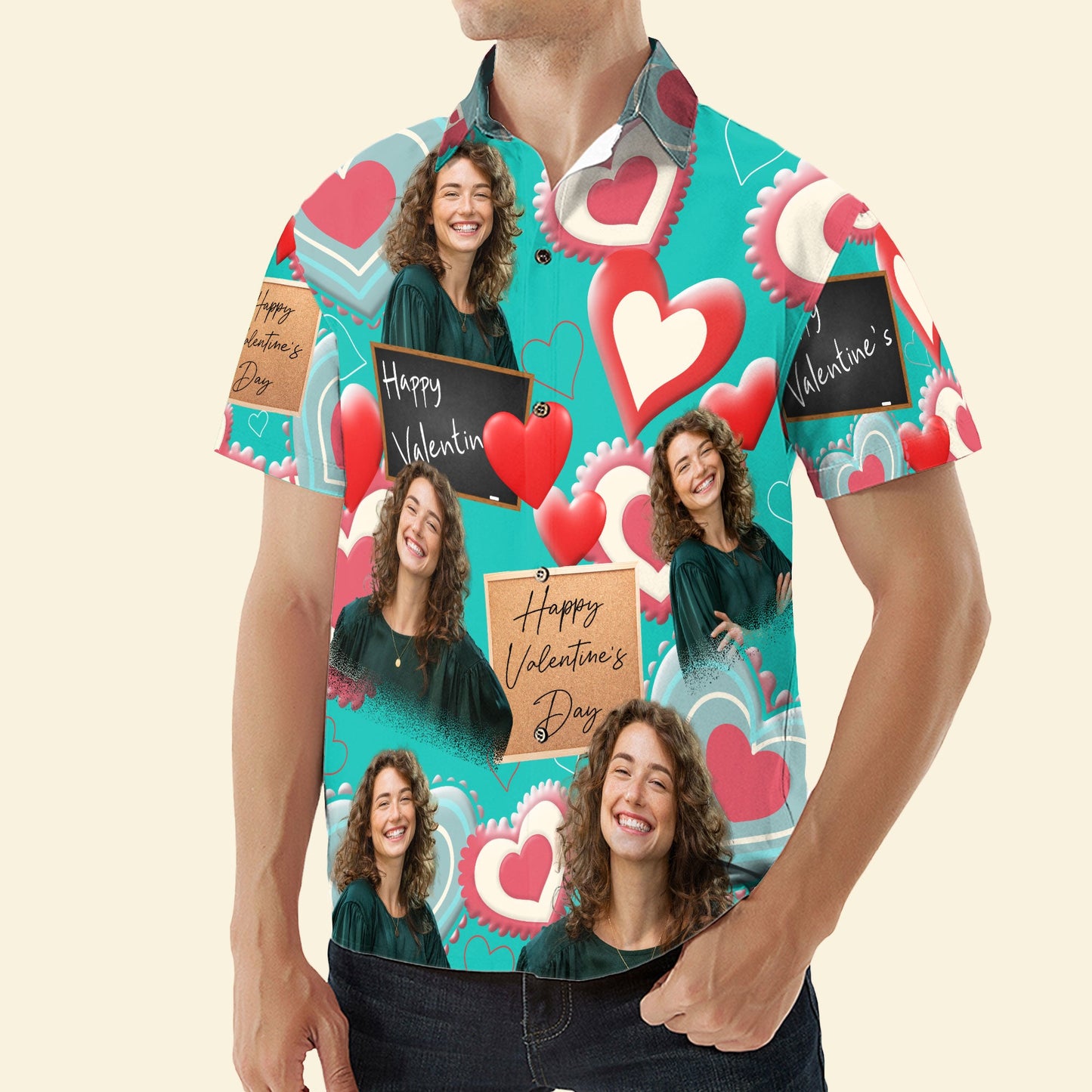 Happy Valentine's Day - Personalized Photo Hawaiian Shirt HA0072