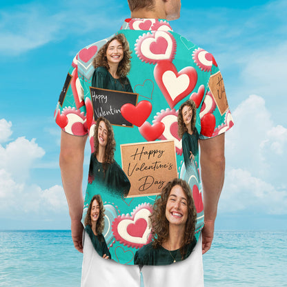 Happy Valentine's Day - Personalized Photo Hawaiian Shirt HA0072