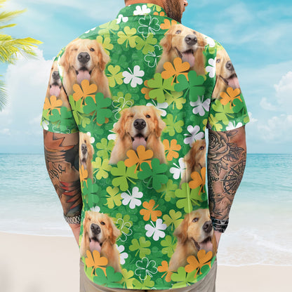 Happy St Patrick Day Together With Pet Photo - Custom Photo Hawaiian Shirts HA0112