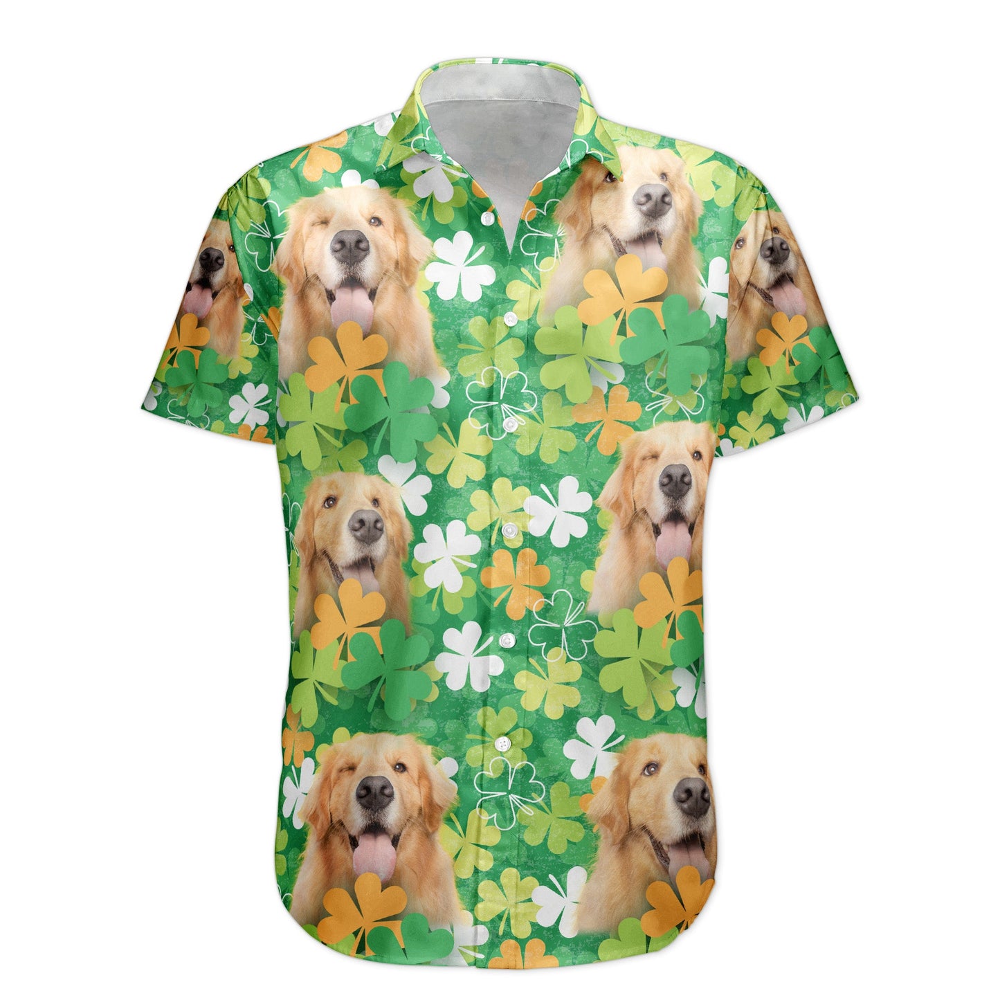 Happy St Patrick Day Together With Pet Photo - Custom Photo Hawaiian Shirts HA0112