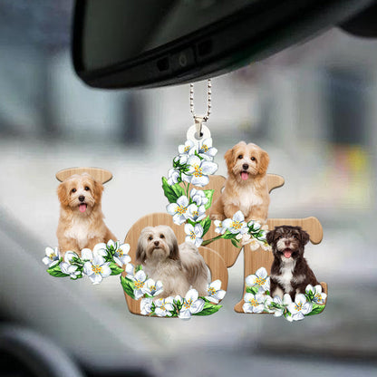 Havanese Love Flowers Dog Lover Car Hanging Ornament OO0896