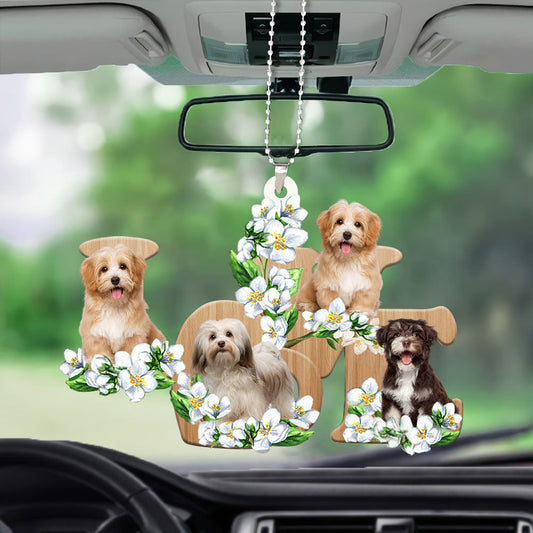 Havanese Love Flowers Dog Lover Car Hanging Ornament OO0896