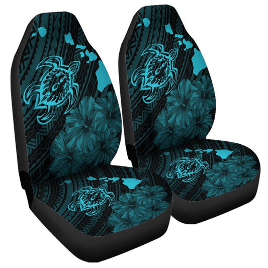 Hawaiian Hibiscus Sea Turtle Swim Polynesian Car Seat Covers Blue SO0340