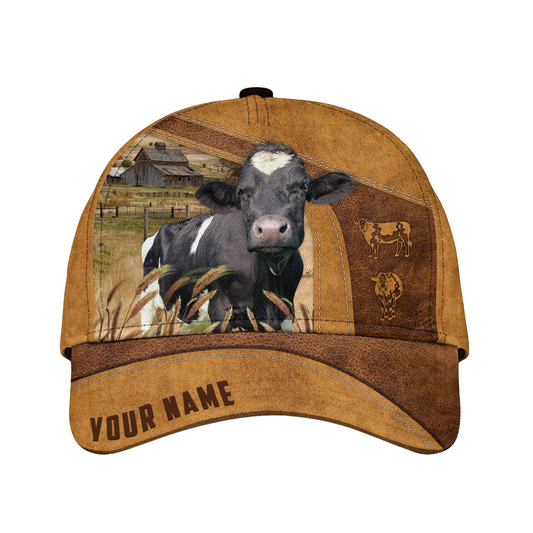 Custom Name Holstein Cattle Cap, Cattle Hat, Farm Baseball Hat, Cap Hat For Farmer Farm Lover CO1020