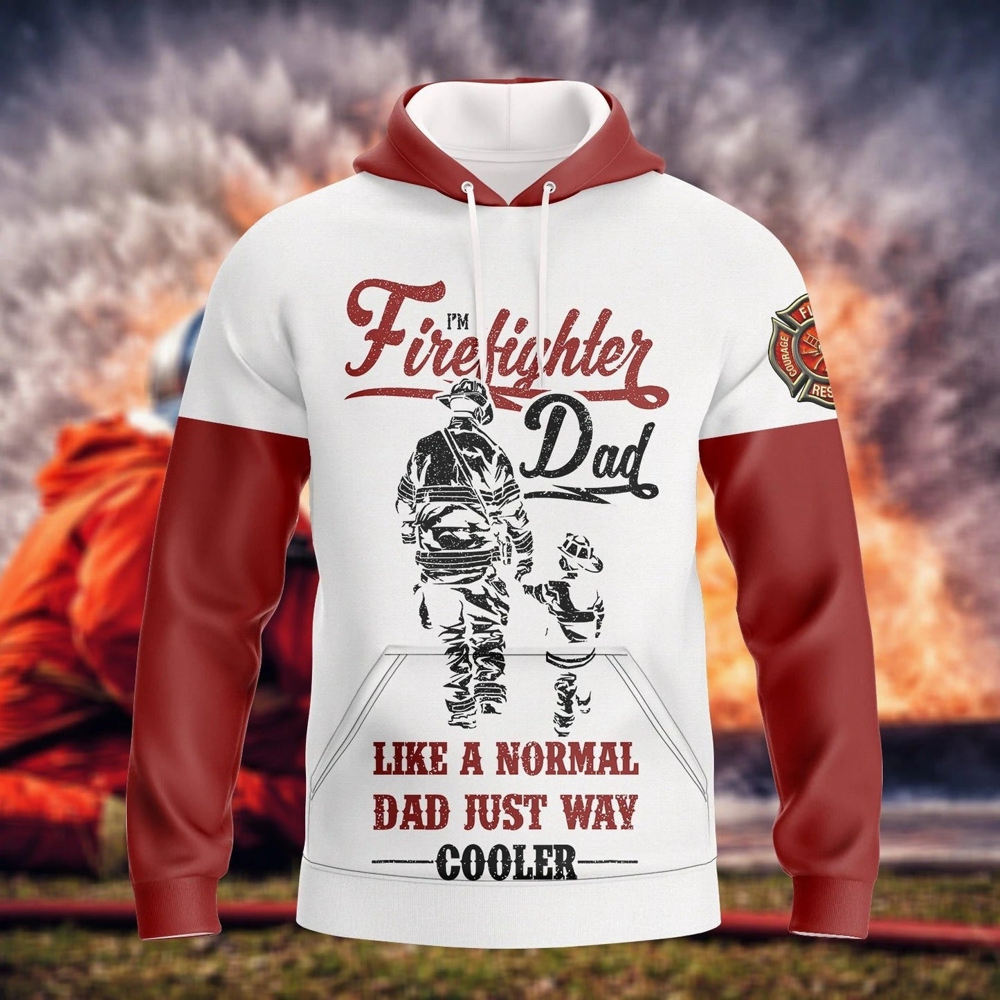 Firefighter Dad 3D Full Print T Shirt Hoodie Dad And Son Sublimation Shirt Gift For Firefighter Men Dad TO0175